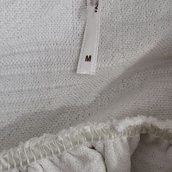 Free People Violet  Mini Dress White M Puff Sleeve Textured Back Tie babydoll - Picture 12 of 15